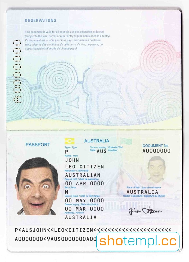 Australia Passport PSD Template V1